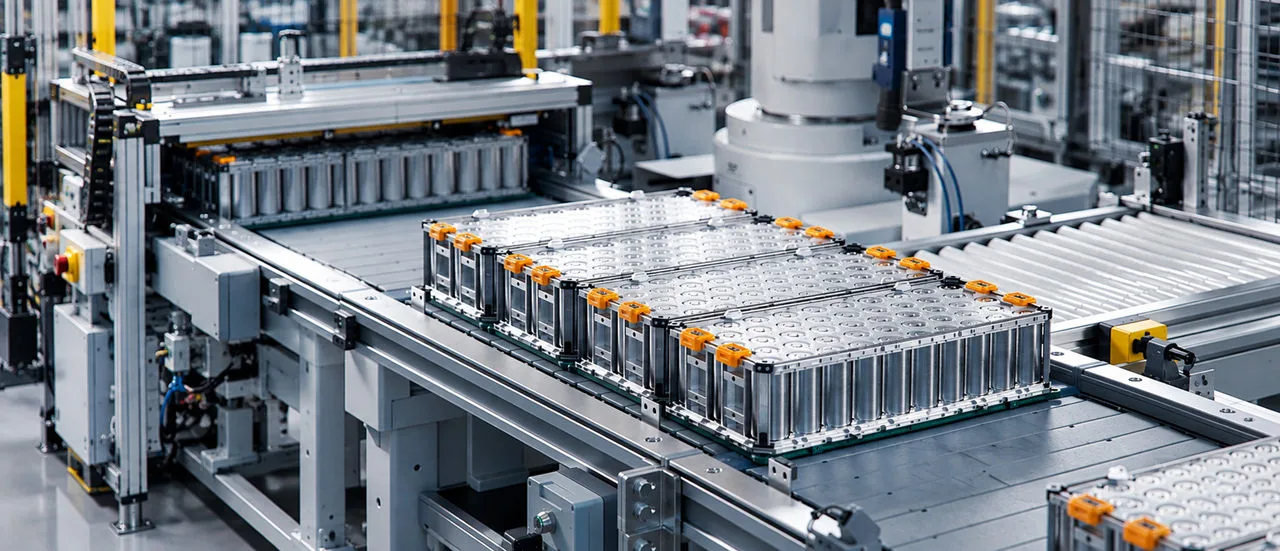 Elektroauto-Batterie in einer Fabrik