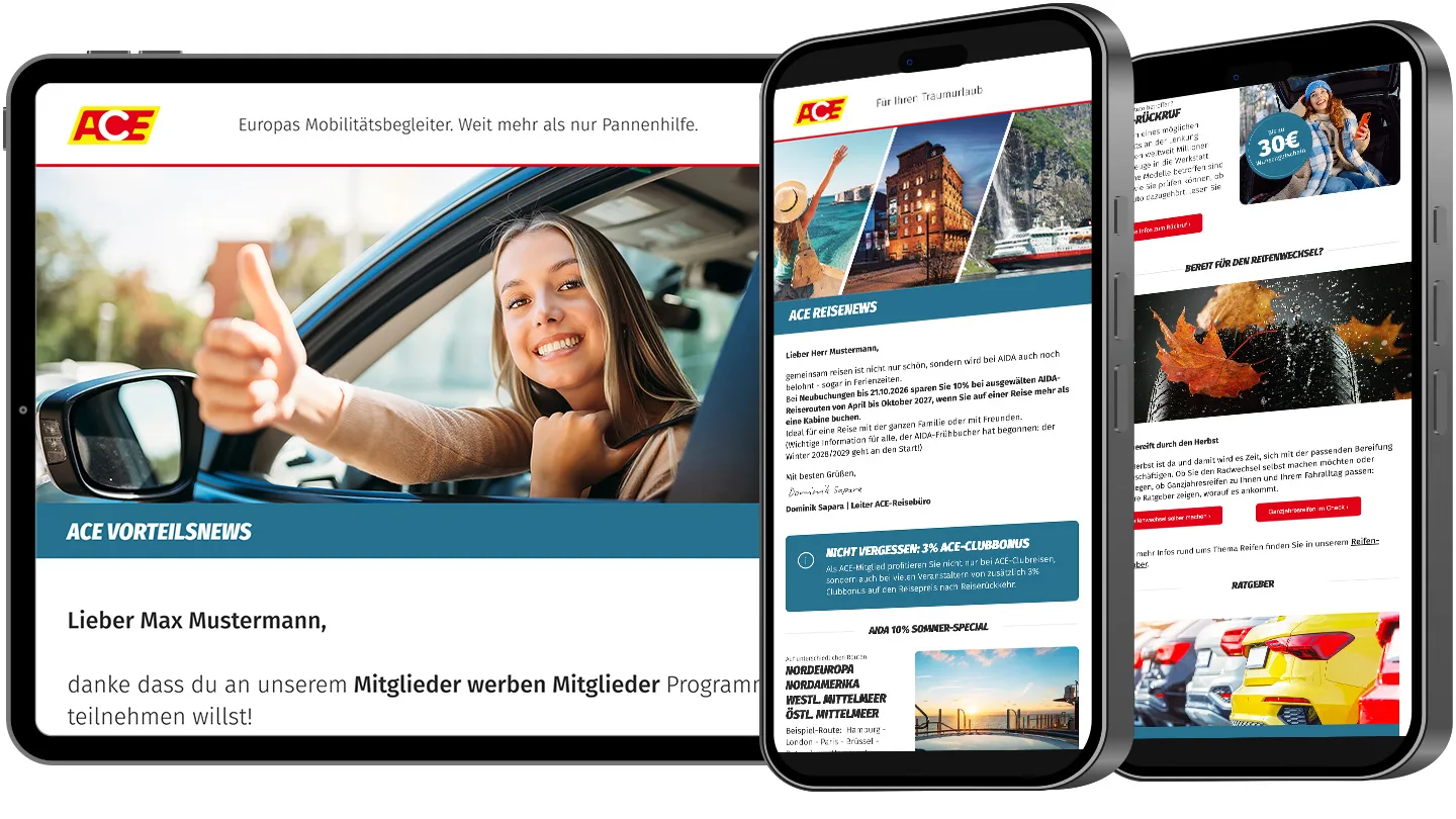 Eine Frau freut sich über ihre Anmeldung zum ACE-Newsletter.