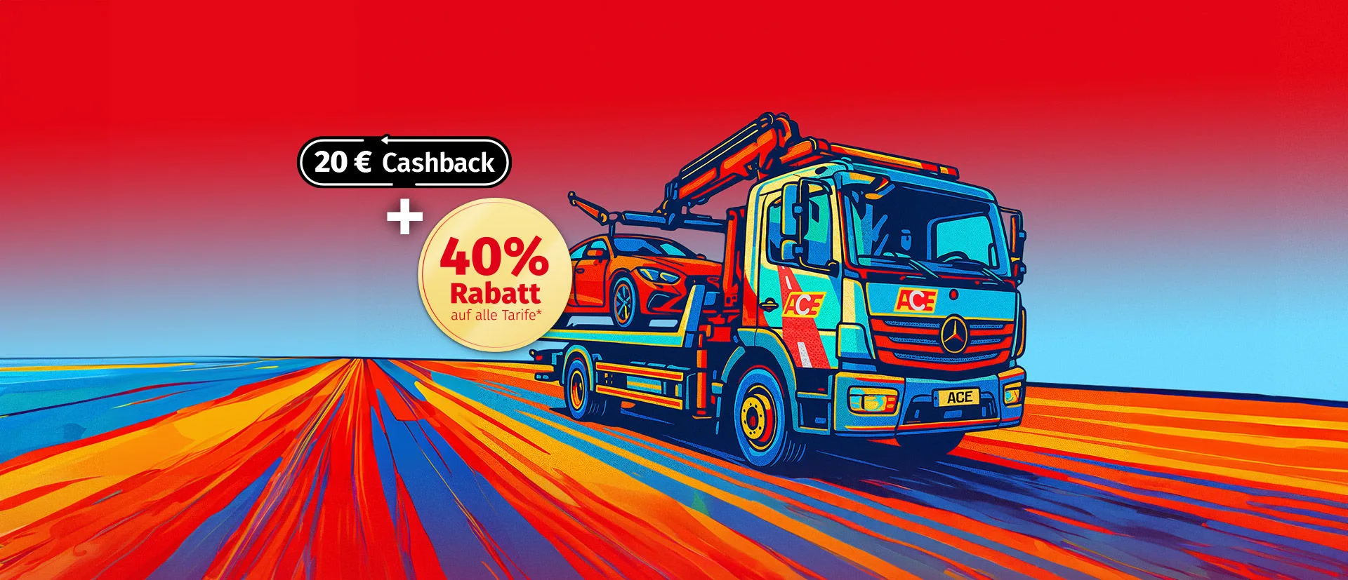 Pannenhelfer vor dem ACE Abschlepper