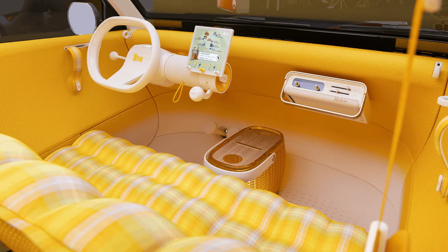 Die Studie der elektrischen Ente 2CV Concept hat einen sehr minimalistischen Innenraum.