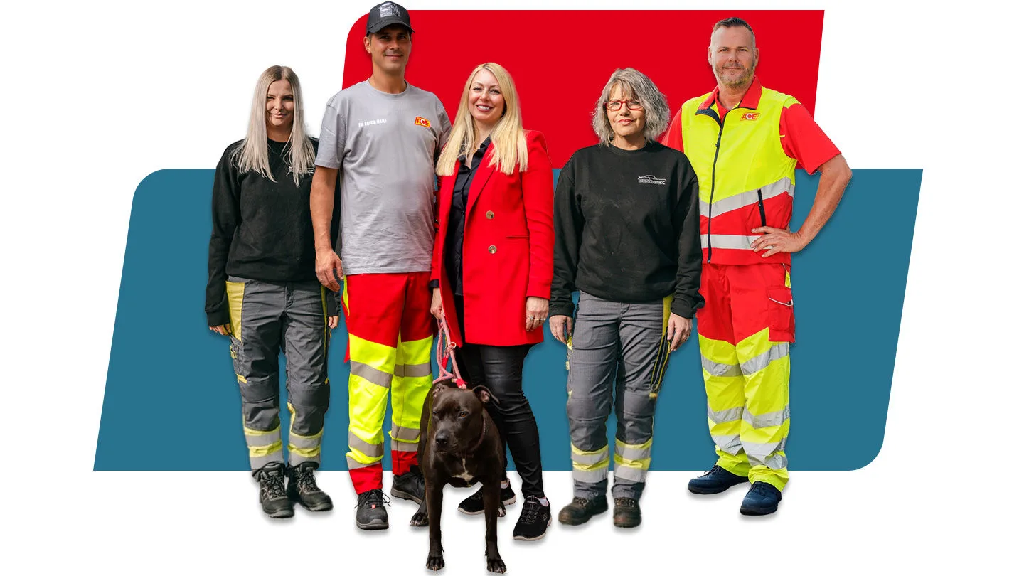 Eine Gruppe von Pannenhelfern