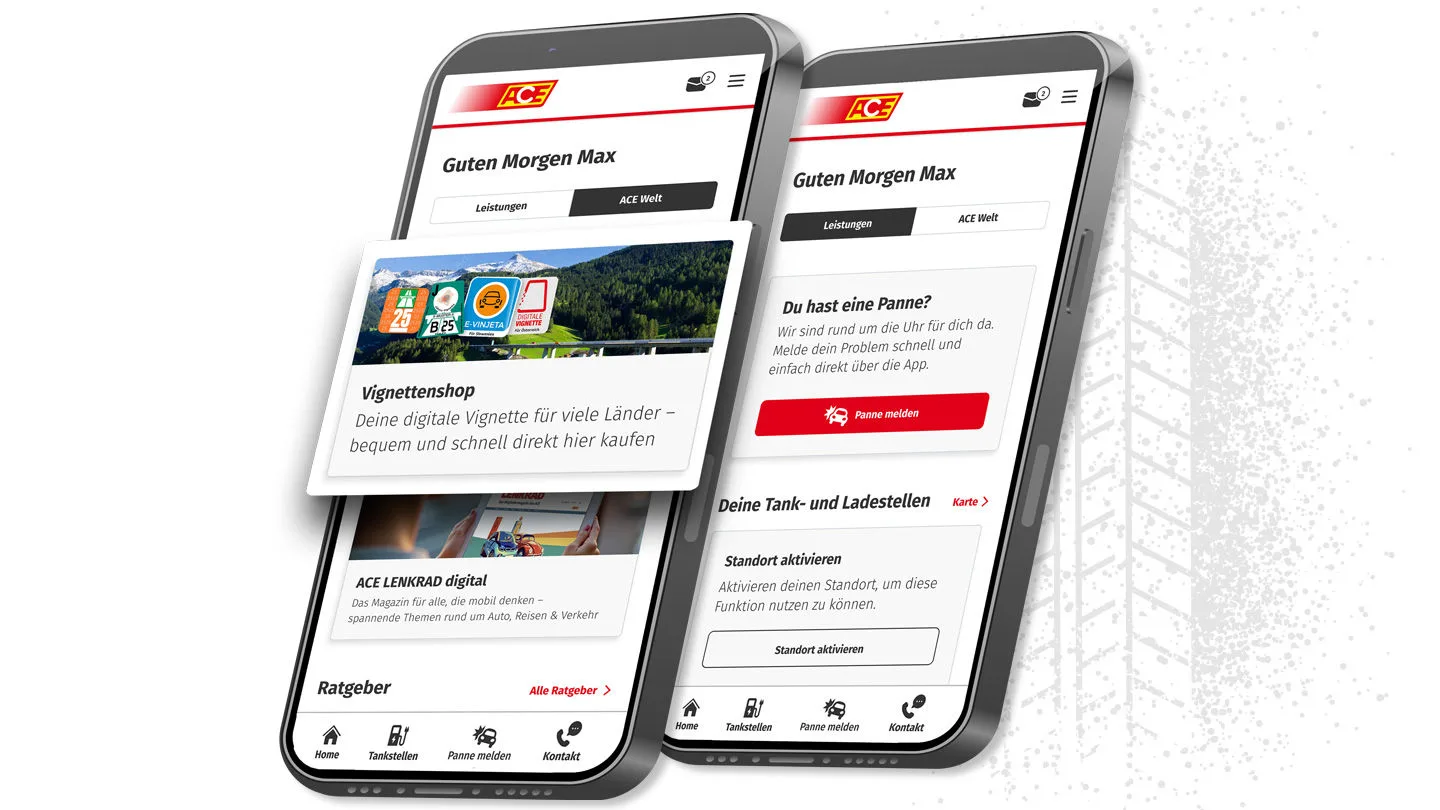 Die ACE App in neuem Design
